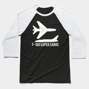 F-100 Super Sabre Jet Fighter Plane Cutout Silhouette Baseball T-Shirt